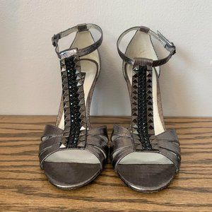 Nina Metallic Silver strappy heels size 8M